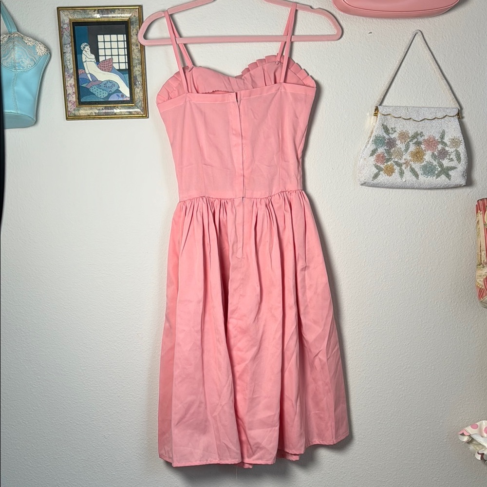 80s Handmade Bubblegum Pink Ruffle Dress ππ - Picture 5 of 5